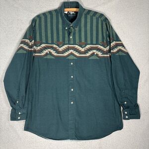 Vintage Roper Border Shirt Men’s Size XL Western Aztec USA Cotton Retro Ranch